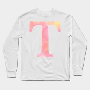 The Letter T Orange and Pink Design Long Sleeve T-Shirt